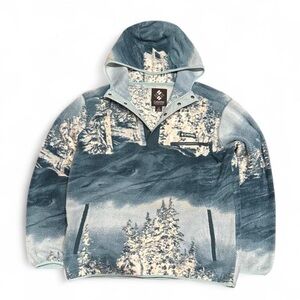 Y2K Columbia Helvetia Half Snap Hooded Fleece Forest Nature Hoodie